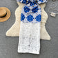 Women's Printed Color Contrast Patchwork Long Lace Dress