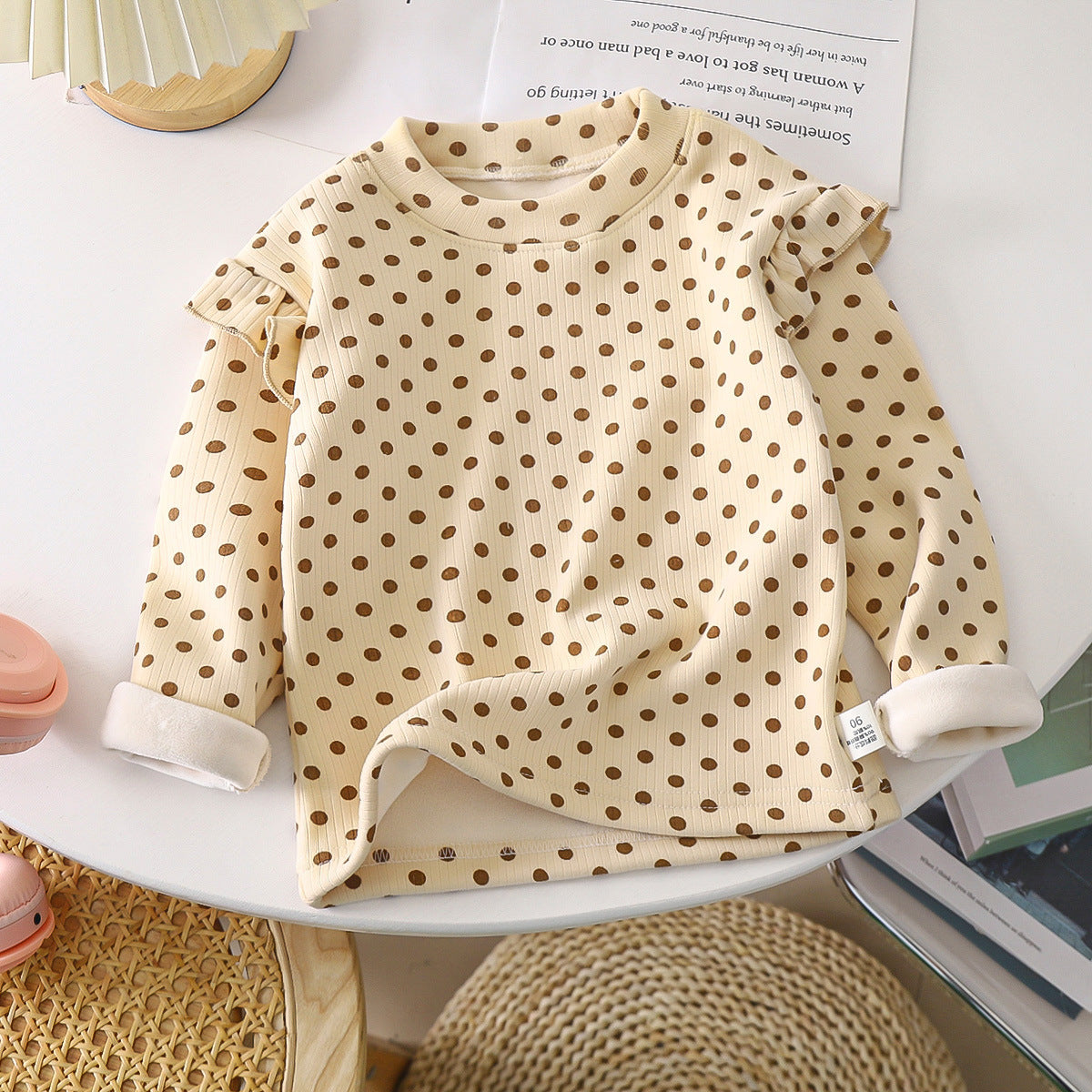 Girls' Autumn And Winter Floral Bottoming Shirt Flounced Sleeve T-shirt