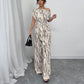 Vacation Style Slant Shoulder Strap Wide Leg Jumpsuit