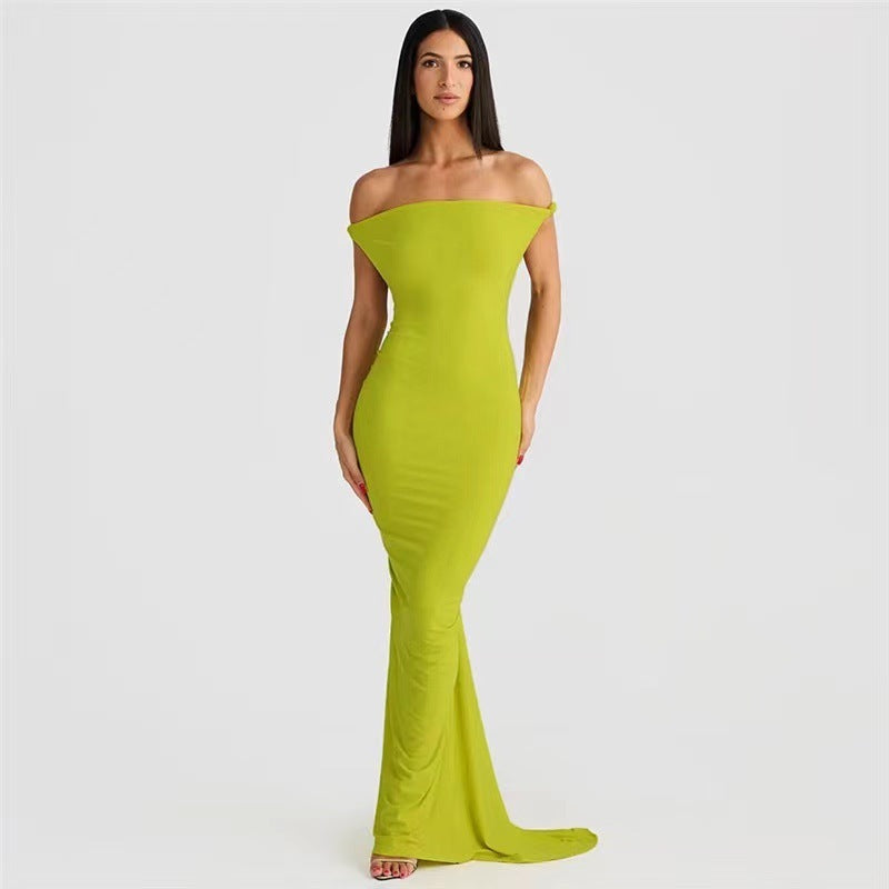 Robe d'été longue et légère pour femme, coupe ajustée, dos nu, avec bretelles