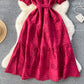 Women's Temperament Fashion Waist-slimming Hollow Bubble Short-sleeved Dress