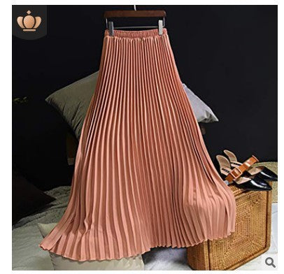 Solid Color High Waist Half-length Skirt Female Elastic Waist Chiffon Skirt
