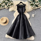 Elegant Sleeveless Diamond-Embellished Glossy A-Line Dress For Women
