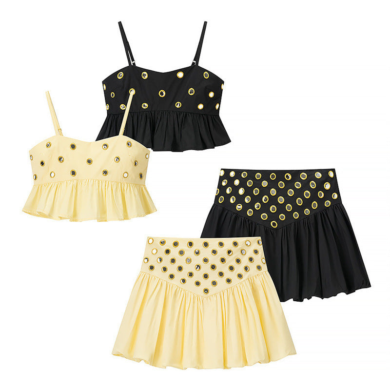 Sling Short Top High Waist Skirt