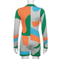 Lapel Color Block Stitching Long-sleeved Jumpsuit