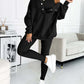 Casual Hooded Sweater Thickened Thread Fitted Vest Pants Three-piece Set