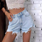 Short en jean déchiré taille haute pour femme avec ourlet brut