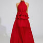 Flowy Ruffled Wedding Dress With A Halter Neckline
