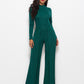 Round Neck Long Sleeve Wide Leg Jumpsuit