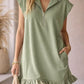 V-Neck Sleeveless Dress - Women's Casual Summer Dress With Two Front Pockets And Back Zipper Closure For Daily Wear