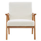 Armrests In Solid Wood, Upholstered, Teddy Velvet, Off-white, Interior Lounge Chair