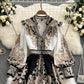 Women's V-neck Lantern Sleeve Printed Dress