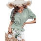 V-neck Short-sleeved Top Waist Slim Green