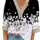 European And American Popular Fashion Loose Multi-color Floral Print Stitching Lace Half Sleeve V-neck Top