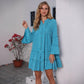 Printing Gilded Pleated Bell Sleeve Loose Dress