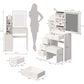 Small Size Left Bedside Cabinet Vanity Table   Cushioned Stool, Extra Large Touch Control Sliding LE