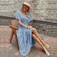 Cinched Elegant Commuter V-neck Midi Dress