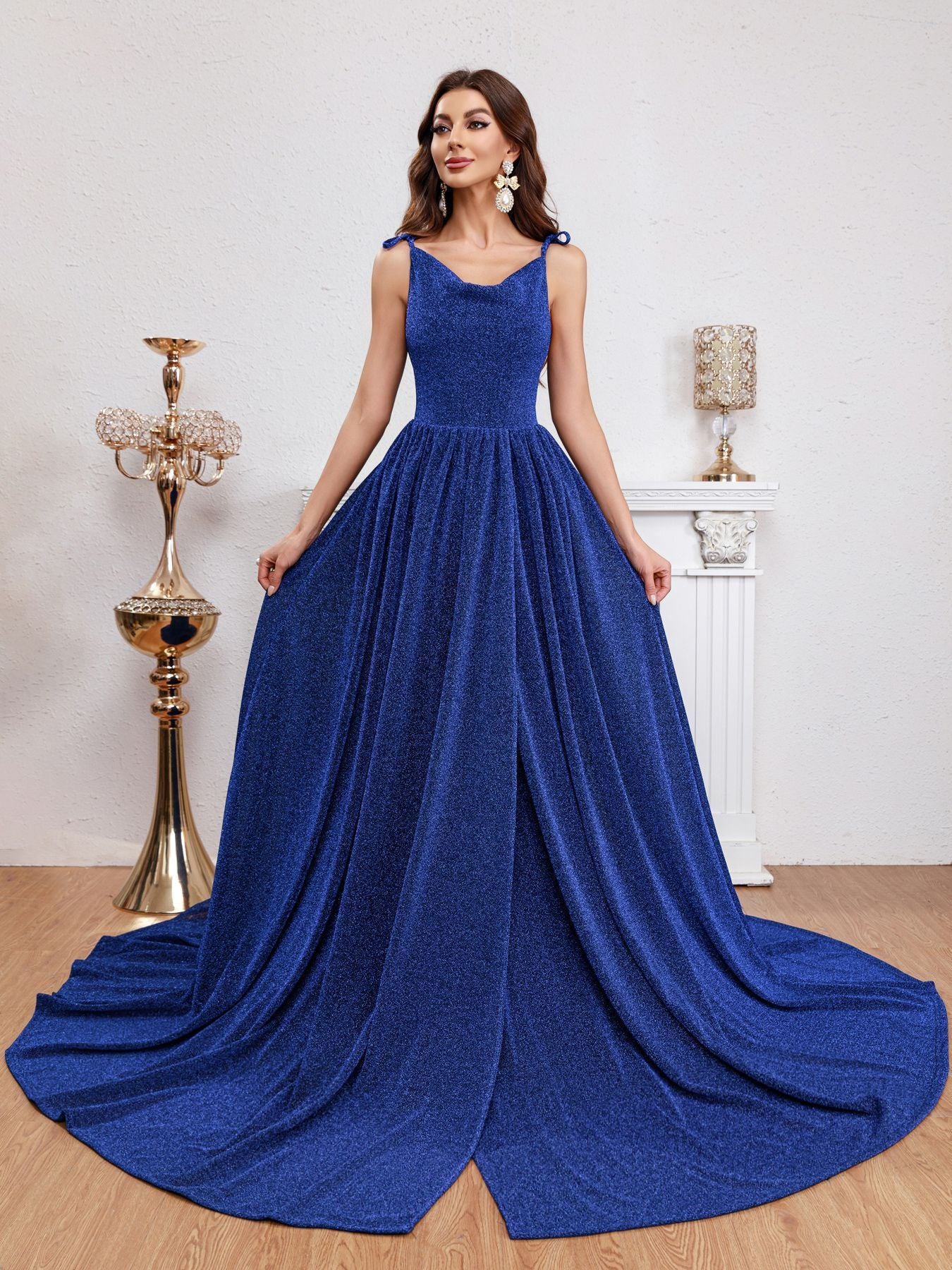 Tube Top Sequins Split Expansion Skirt Dress