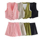 Women's Waistcoat Vest Linen Blended Casual Shorts Suit Women
