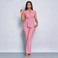 Elegant V-neck Top And Wide-leg Pants Two-piece Set For Women