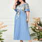 Printed V-neck Spliced Slim-fit Ladies Dress