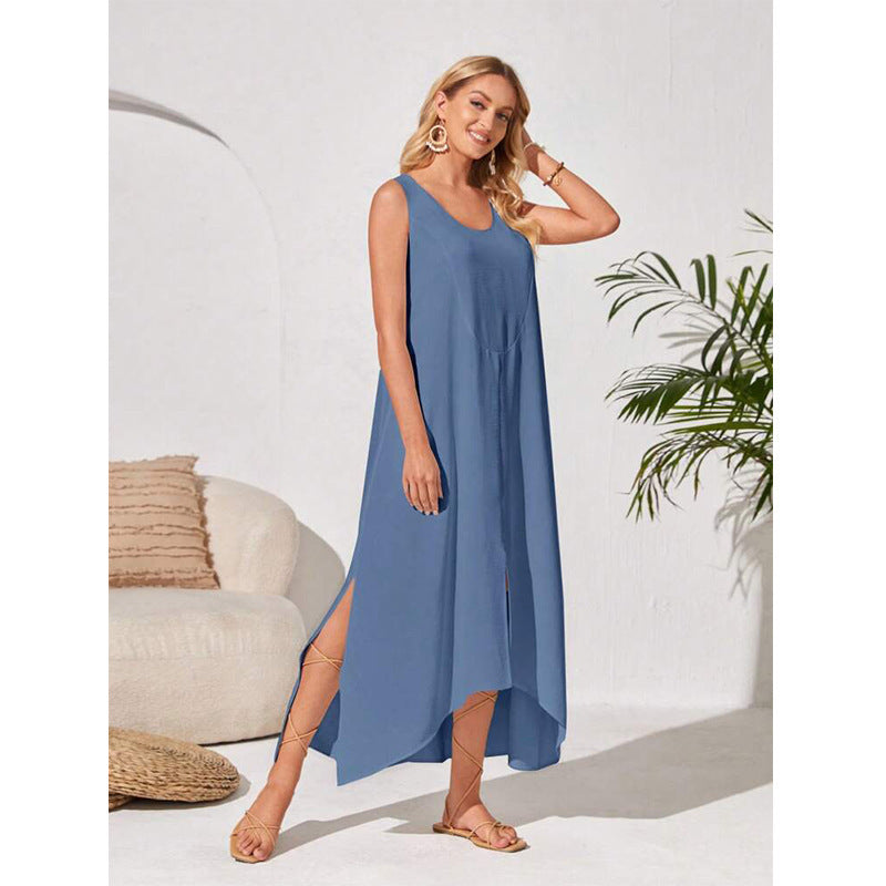 Robe ample décontractée sans manches pour femme