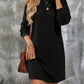 Women's Long-Sleeve Round-Neck Knitted Solid-Color Dress