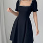 French-style Spring Women's Dress With A Square Neckline Design