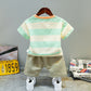 Boys' And Girls' KK Striped Short-sleeved Two-piece Children's Suit