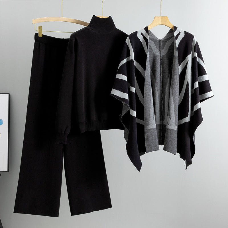 Casual Suit Women's Idle Style Knitwear Three-piece Set