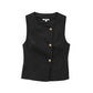 Linen Blend Double Breasted Vest Top With Belt Linen Blend Wide Leg Pants