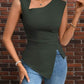 Irregular Women's T-shirt Diagonal Collar Sleeveless