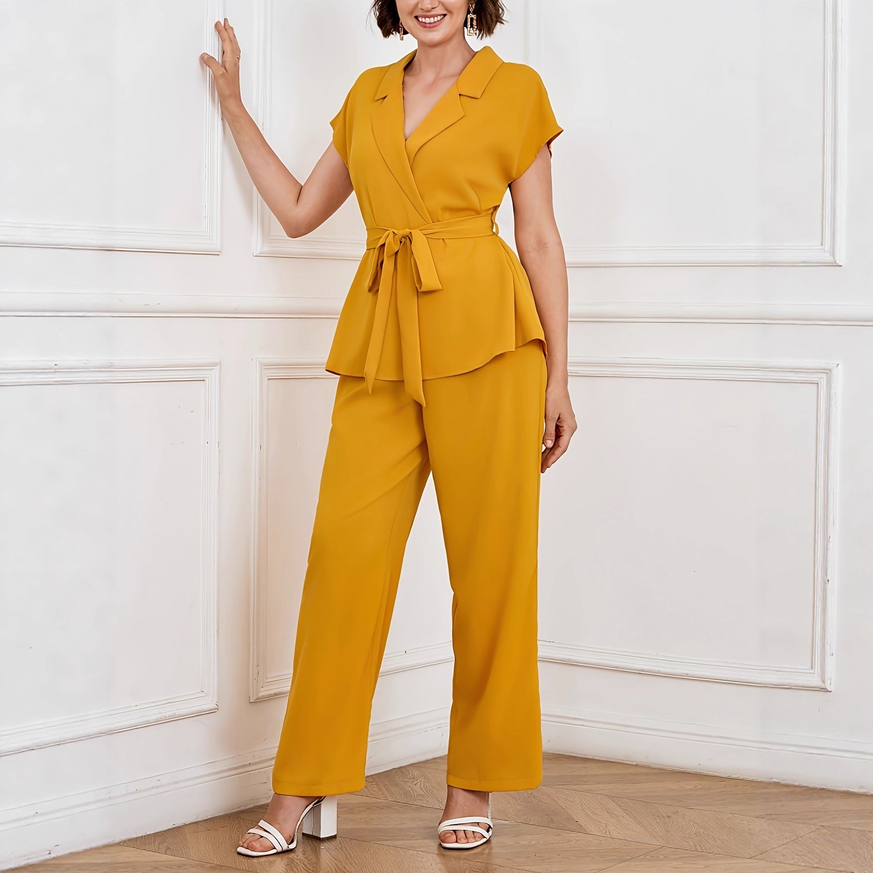 Women's Fashionable Elegant And Graceful Solid-Color Blazer Suit With Batwing Sleeves
