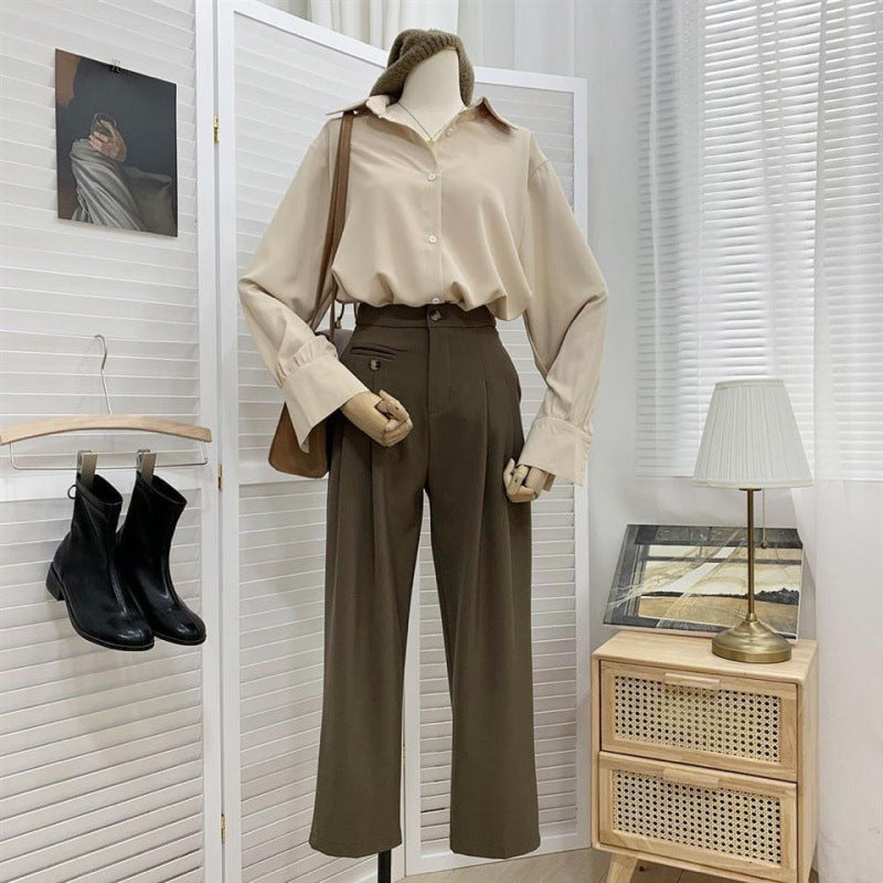 Women's Fashion Solid Color Loose Shirt Tops