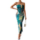 Side Slit Tie-dye Backless Sheath Dress