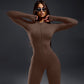 Women's Fashion Pure Color Tight Sports Yoga Jumpsuit With Zipper
