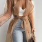 Women's Solid Color Loose Balloon Sleeve Mid Length Shirt Jacket