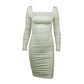 Women's Slim-fit Pleated Hip Skirt Solid Color Fashion Tight Backless Dress