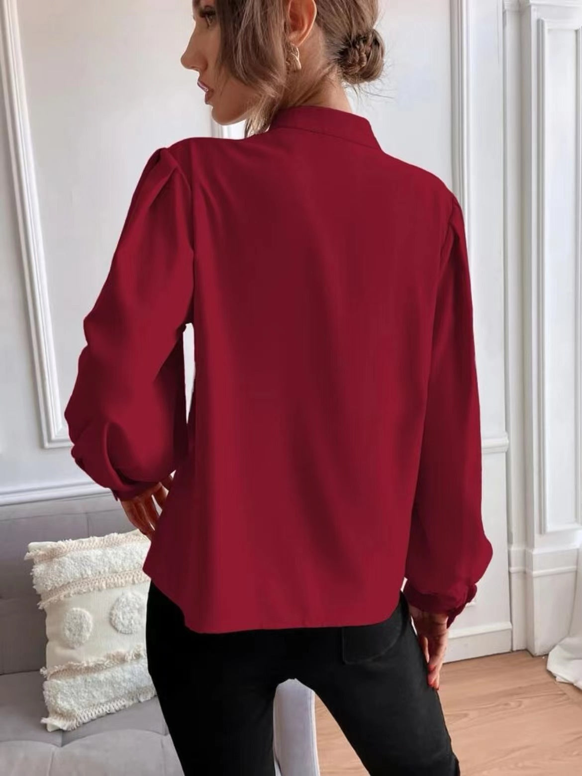 Women's Long-sleeved Single-row Button Loose Top