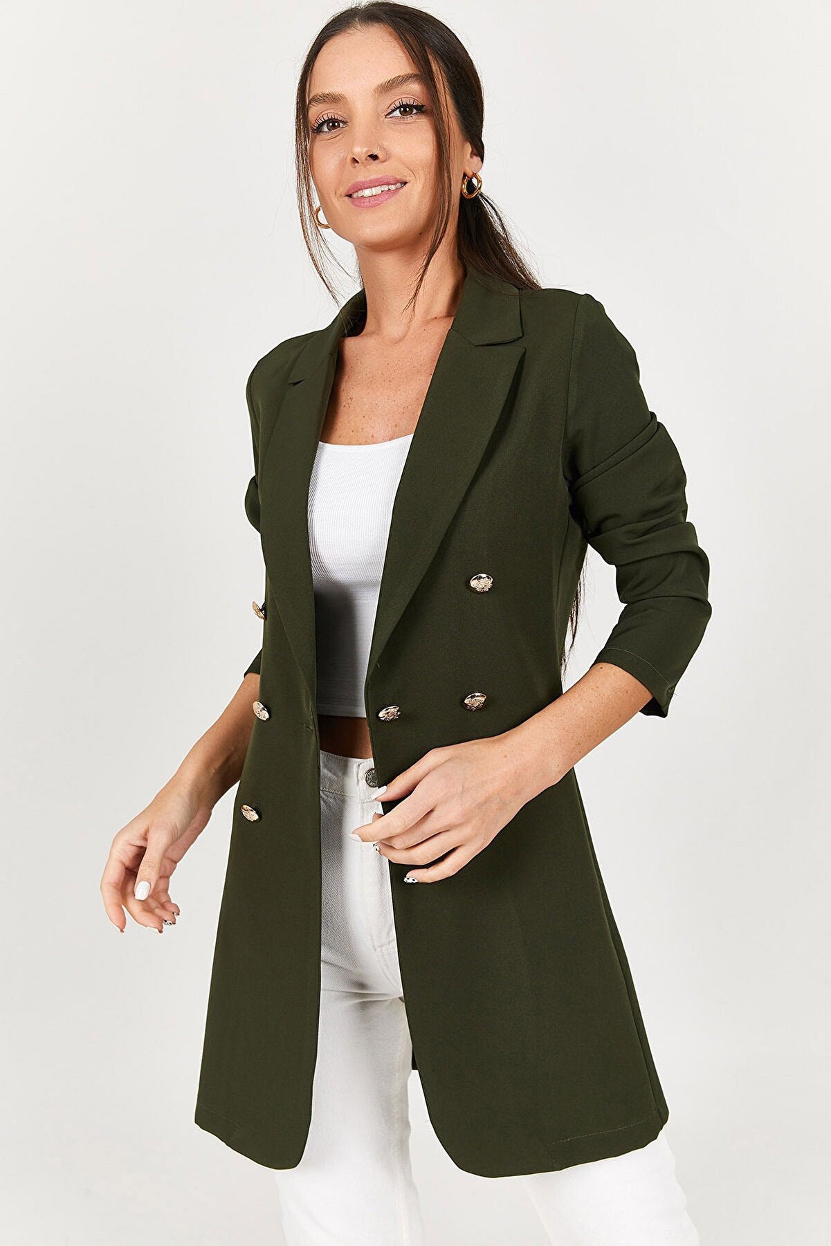 European And American Women's Casual Double-breasted Suit Jacket