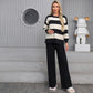 Sweater Patchwork Stripes Round Neck Fashion Loose