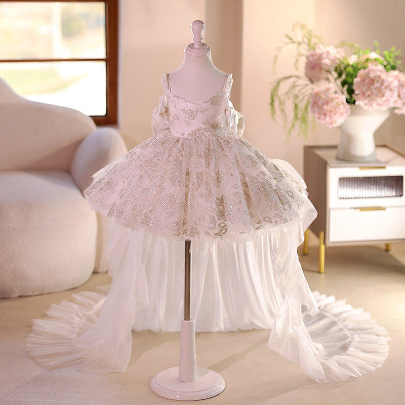 Light Luxury Minority Flower Girl Wedding Little Girl Piano Playing Princess Dress