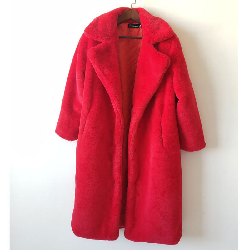 Fashion New High Quality  Velvet Fur Long Coat Women
