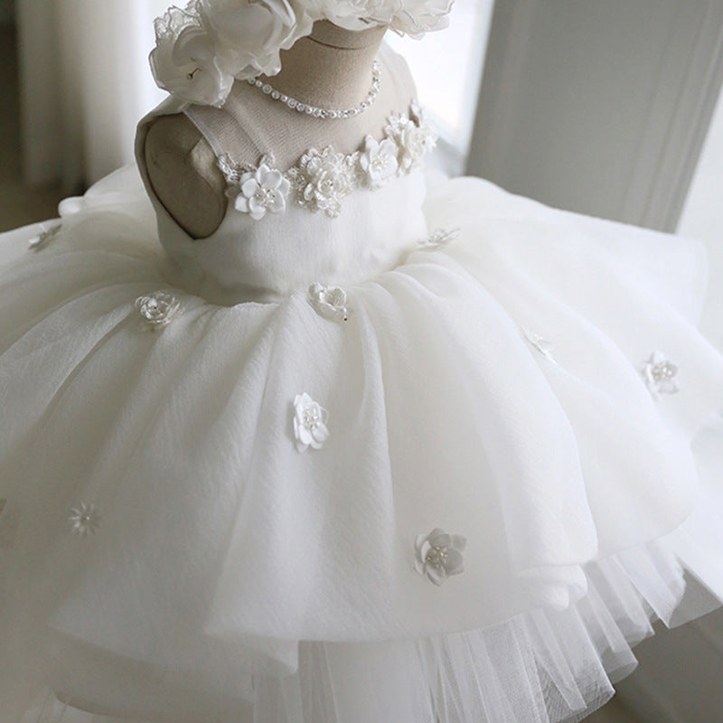 Girl's White Dress White Gauzy Dress