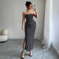 Women's Casual Striped Strapless Tube Top And Sheath Skirt Set