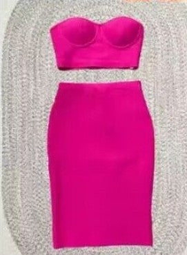 Tube Top High Waist Short Skirt Two-piece Set