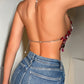 Gem Halter Backless Camisole Women's Clothing