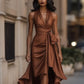 Elegant V-neck Irregular Women's Ruffled Dress