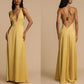 Women's Backless V-neck Satin Long Dress