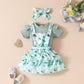 Ensemble jupe-jupe décontractée à manches courtes et bretelles pour bébé fille, motif floral et fruité, été